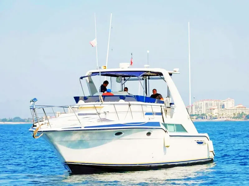 Sport-fishing boat underway in the bay